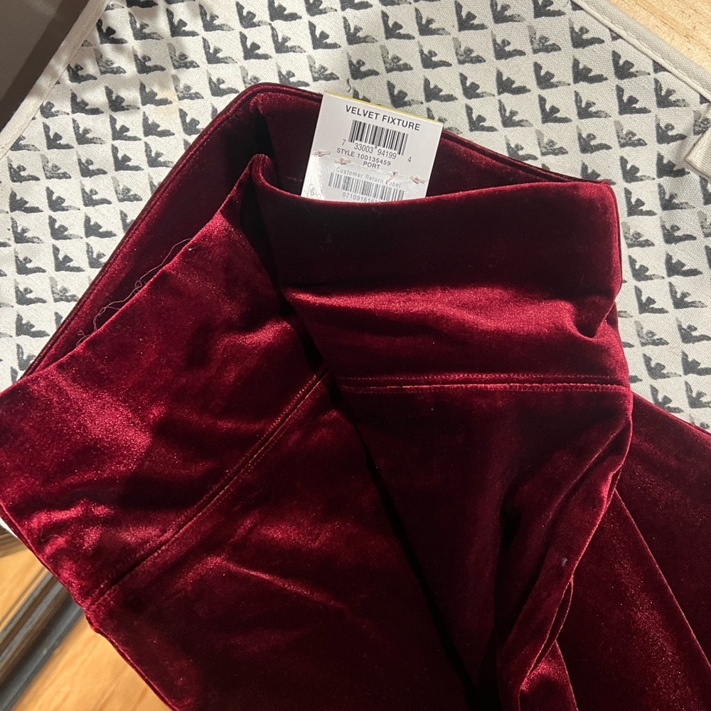 INC International Concepts Velvet Burgundy Skinny Pants